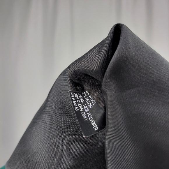 JL Colebrook Blazer Medium Green Black Velvet Collar Vneck Pocket Button Vintage - Picture 7 of 8